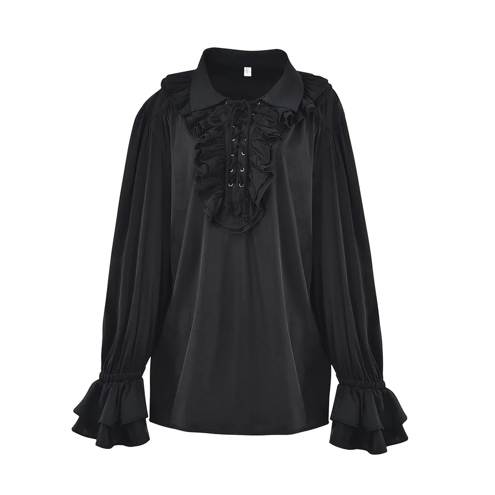 

Винтаж средневековый рубашка Для мужчин Ренессанс поэтом белый черный шотландский вампира колониальный оборками рубашка с жабо с длинным ...