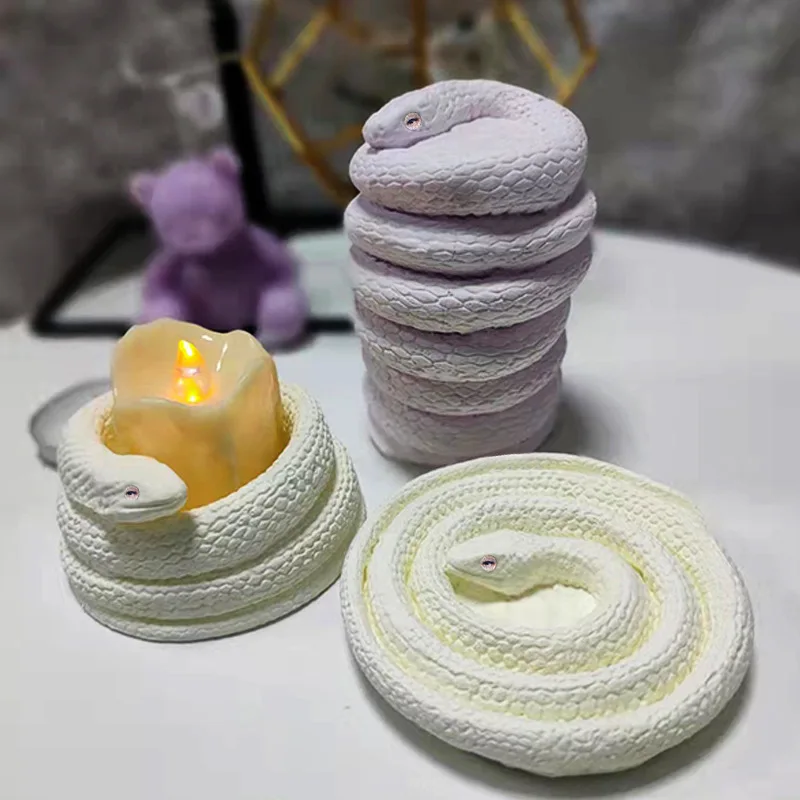 

3D Snake Coiling Design Candle Silicone Mold DIY Handmade Soap Aromatherapy Making Home Art Decoration Candle Holder Craft Tools