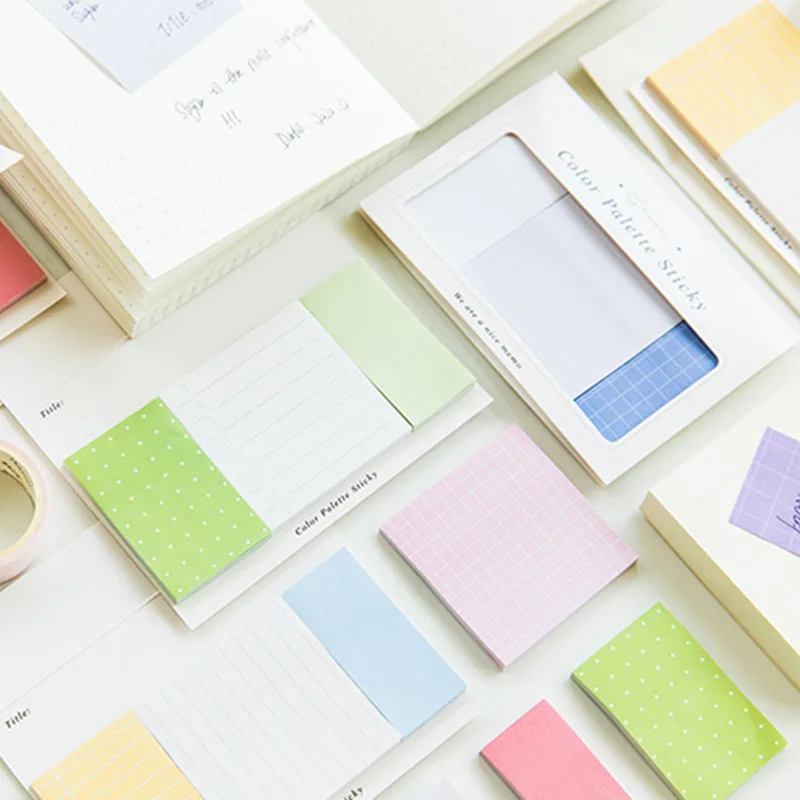 Solid Grid Memo Pad Sticky Note Post Notes Students School Stationery Supplies To Do List Aesthetic Stickers Notepad | Канцтовары для