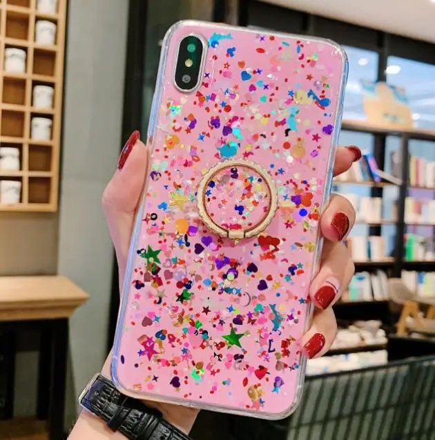 pink Блестящее кольцо с блестками для huawei P30 Pro, чехол для huawei P20 Lite mate 20 pro Y9 Y7 Honor 20 Pro10I, задняя крышка для телефона - Цвет: pink