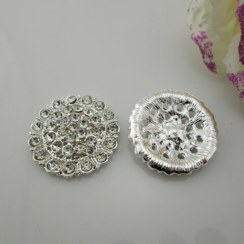 Пуговицы круглые из сплава со стразами 30 мм 5 шт./лот | Дом и сад