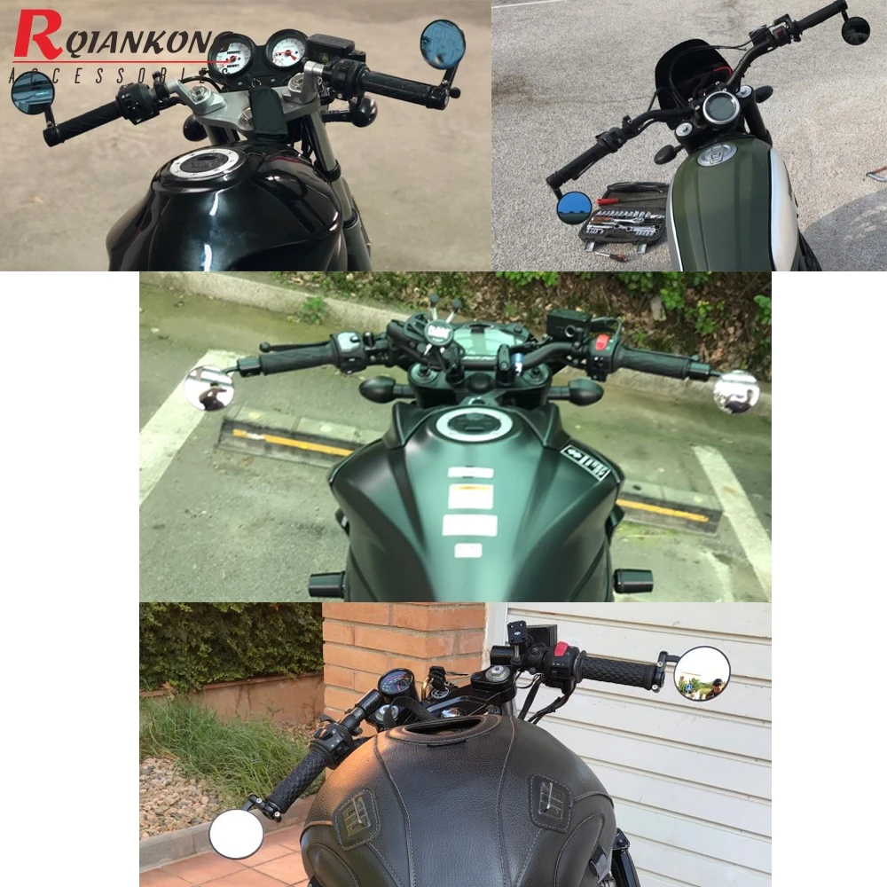 Универсальный мотоцикл Зеркальный Алюминиевый черный 22 мм ручка бар конец