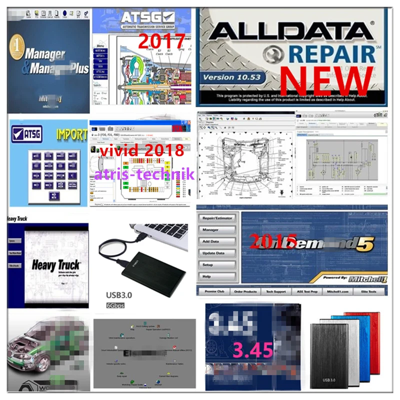 Лидер продаж программное обеспечение Alldata V10.53 alldata mi. chell atsg Vivid 2018 atris-technik 49 ремонт