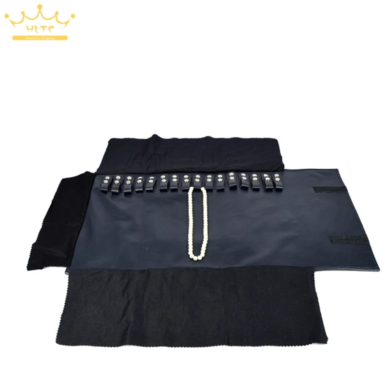 Темно синяя кожаная сумка в рулоне для ювелирных изделий портативный органайзер