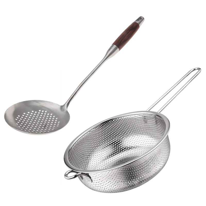 

Micro-Perforated Strainer With Long Handle With Skimmer Slotted Spoon,304 Stainless Steel Slotted Spoon