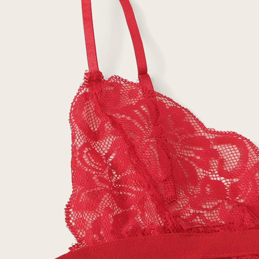 

Lace Sexy lingerie Set Women Push Up Lace V-Neck Sexy Bra And V-Strings Thong Set Erotic Porno Femme Underwear Bralette Set