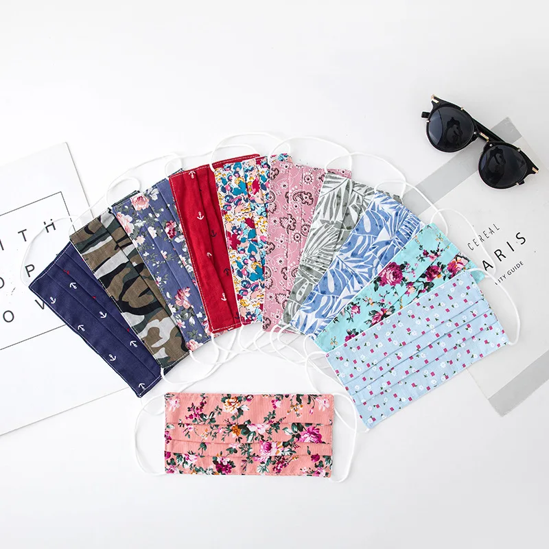 

Adult Men Women Mouth Mask Floral Print Flower Pattern Cotton Dustproof Anti UV Sun Proof Face Mask Reusable Washable Breathable