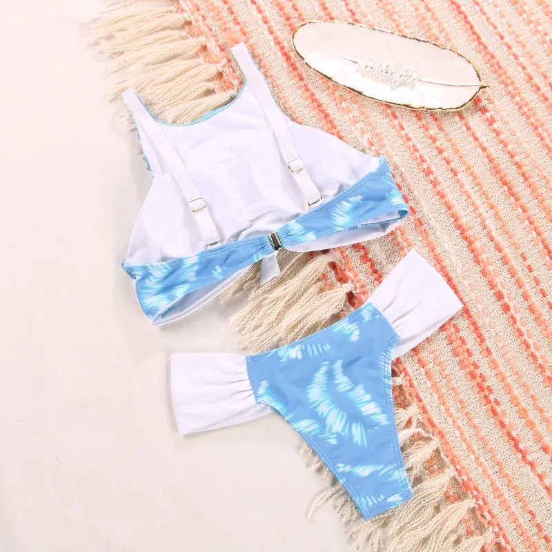 High Neck Biquinis Feminino 2021 Swimsuit Women Biquini Print Swimwear Bandage Bikini Set Bathing Suit Women Bikini Beachwear