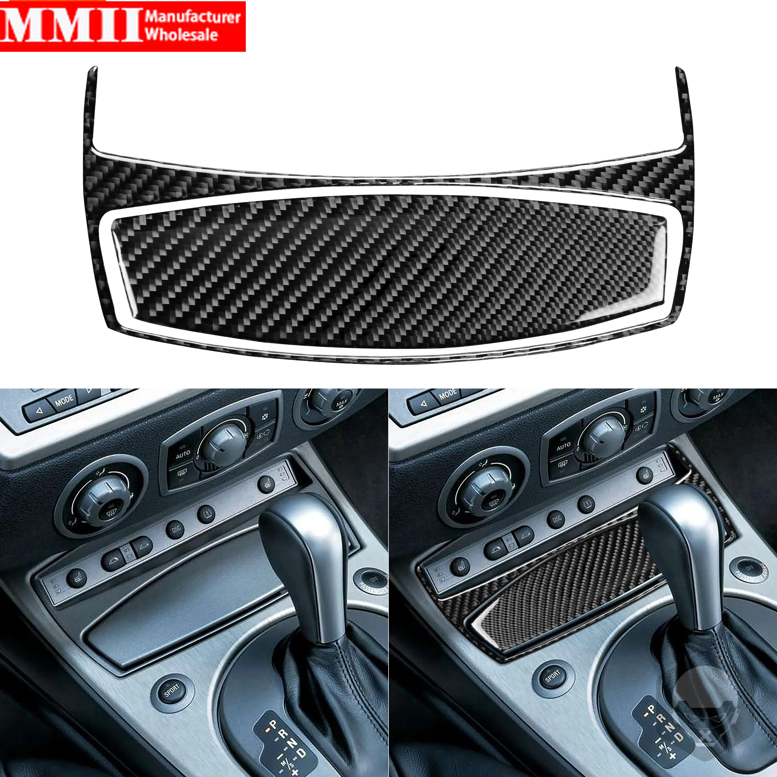Carbon Fiber Stickers For BMW Z4 E85 2003-2008 Central Console Interiors Trim Ashtray Switch Panel Frame Cover Car Accessories