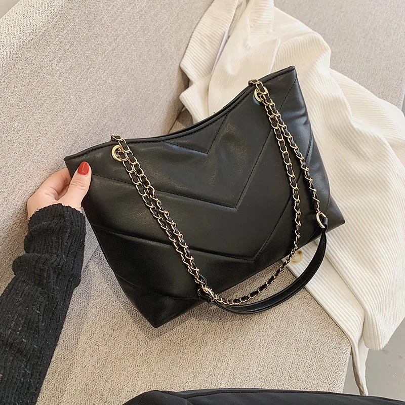 

Simple bag women's 2020 new fashion chain shoulder bag embroidered line western style messenger bag underarm bag