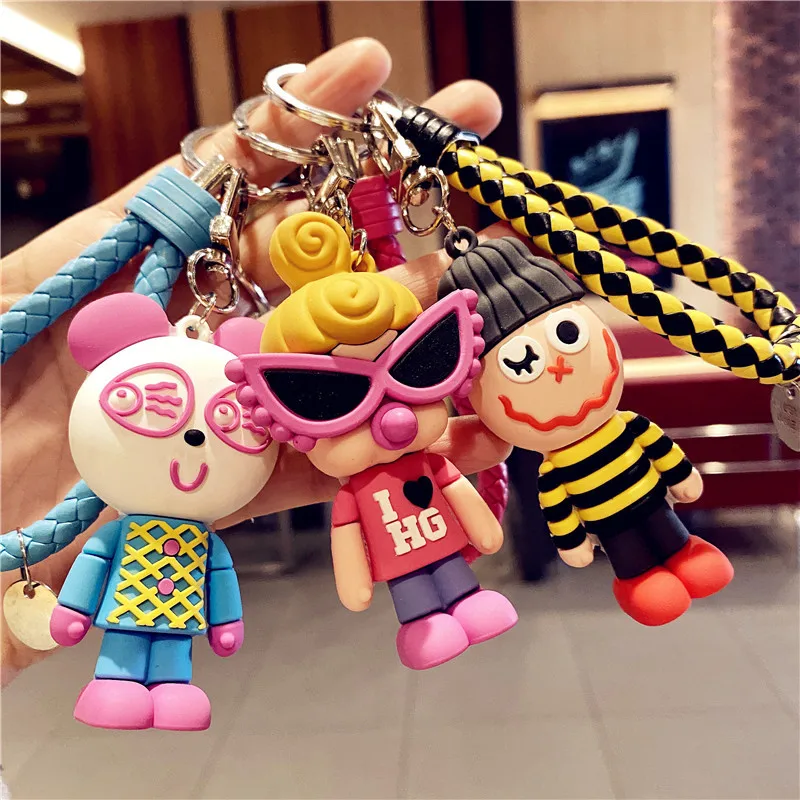 

Women's Glasses Keychain Cute Doll Christmas New Year Fun Happy Clown Keychains Bag Pendant Amusement Keyring Park Fine Gift New
