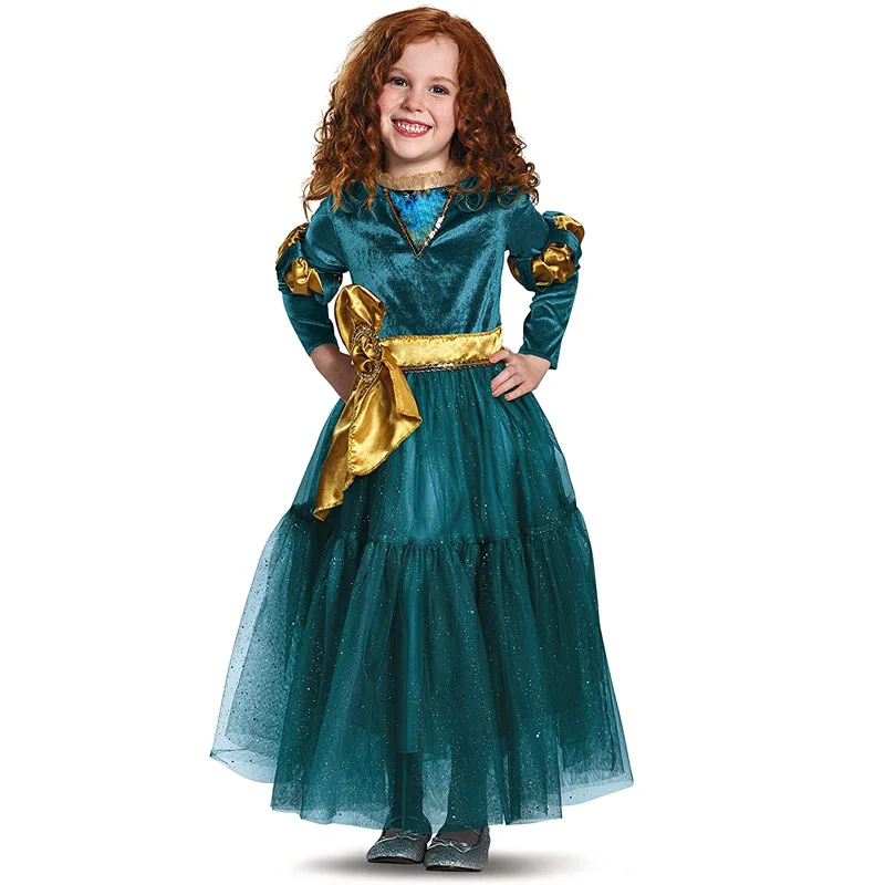 Косплей принцессы Brave Legend of Merida новогоднее рождественское темно синее платье