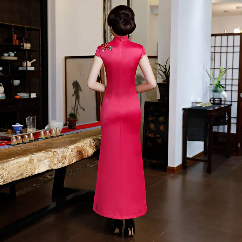 Вечерние Длинные Cheongsam в стиле ретро сексуальное тонкое платье свадебное