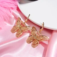 kasajewel 2pcsset hollow butterfly drop earrings for women fashion gold color butterfly earring sets elegant charm jewelry