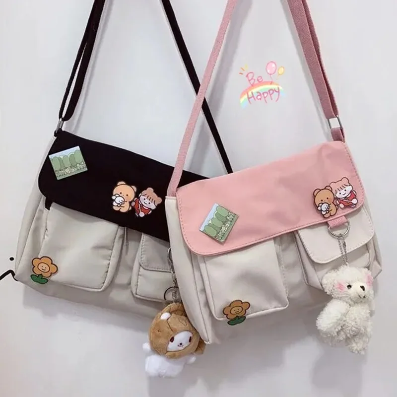 

New Canvas Diagonal Cross Bag Youth Fashion Casual Version Ladies Large Capacity Shoulder Bag Solid Color Women Messenger Bags