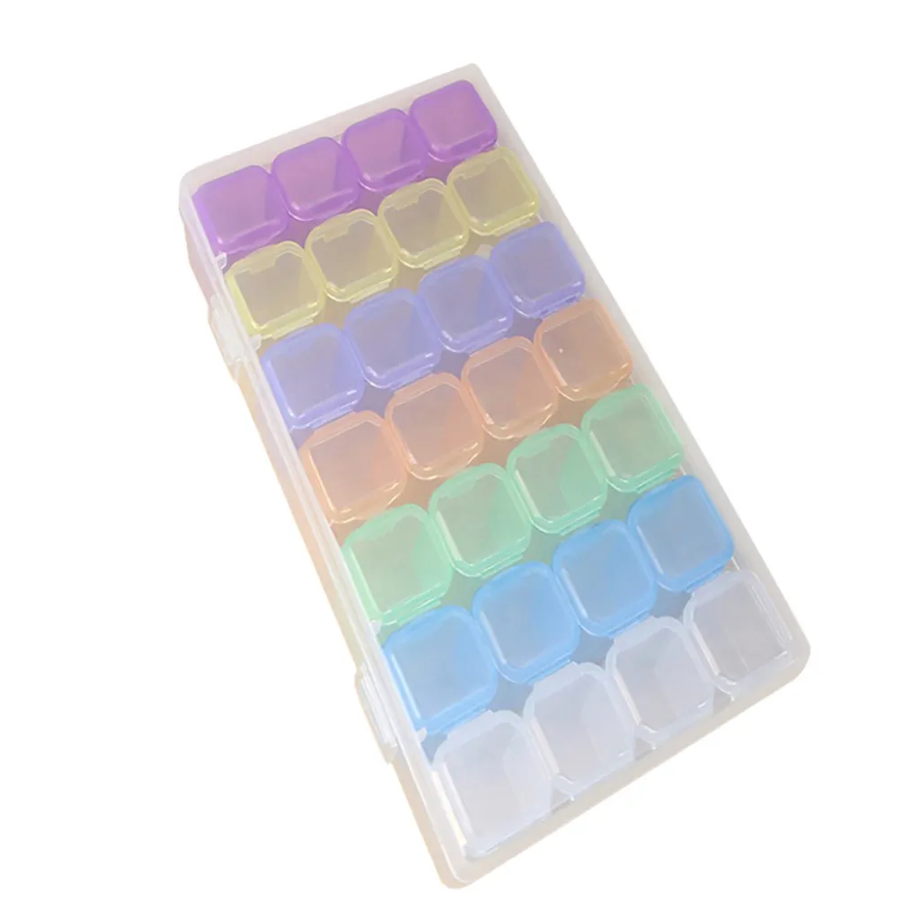 28Slots Cover Cases Plastic Storage Box Jewelry Small Things Container Empty Transparent Mini Beads Display Medicine 11x17cm | Дом и сад