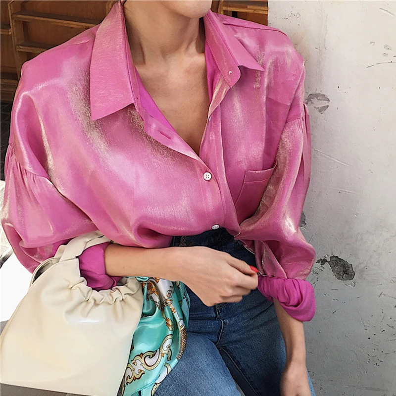 SHENGPALAE новинка длинный рукав отложной воротник однобортная градиент темперамент