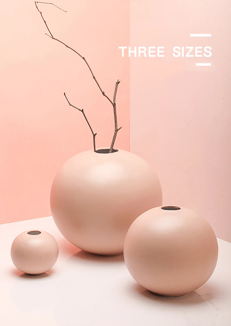 Сферические керамические вазы сплошного цвета Morandi нордическая Минималистичная