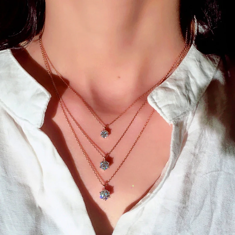 Ожерелье-подвеска Huitan женское серебристого цвета/розового цвета золотого