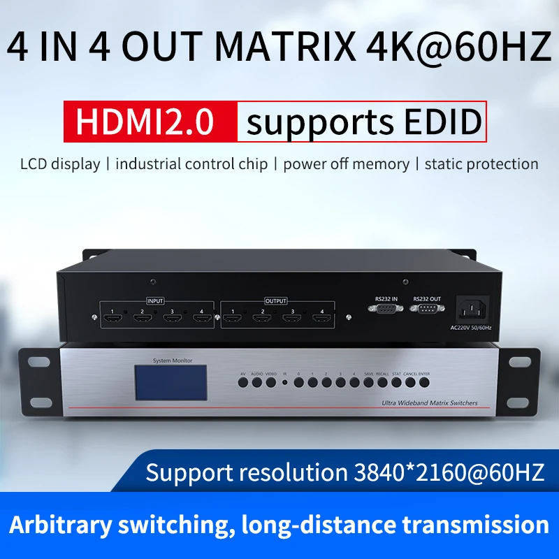 4K@60Hz 4x4 8*8 HD video wall controller with 4/8 channels and rotatable for advertise playing equipments