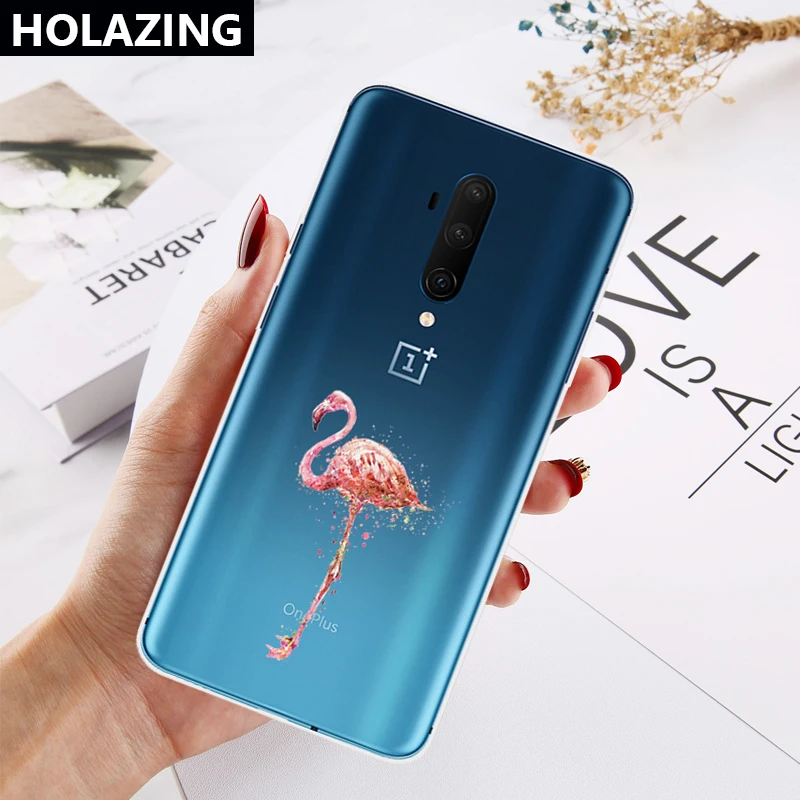 Прозрачный чехол для OnePlus 7T Pro 7 6T 6 розовые Чехлы девочек с принтом фламинго