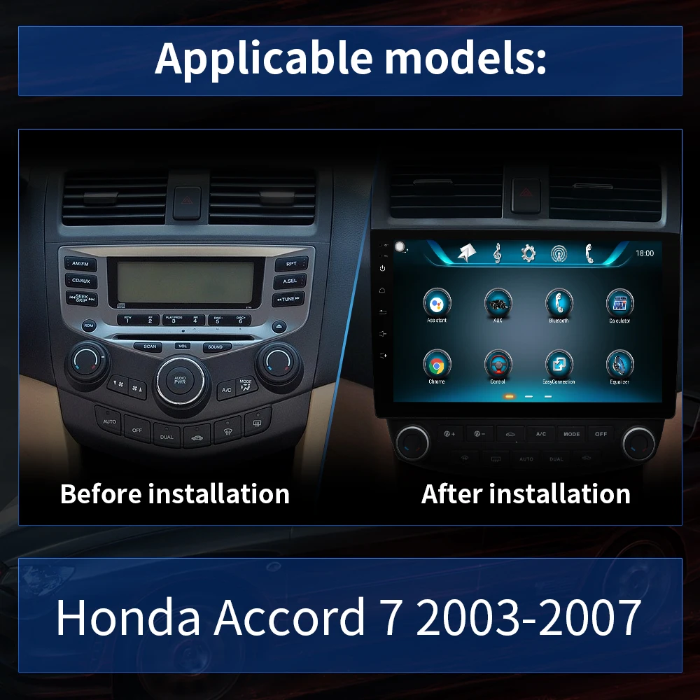 

In-Dash Car Radio Multimedia Video Player Navigation GPS For Honda Accord7 2003-2007 10.2" Andriod 8.1 2Din Buletooth WIFI DSP