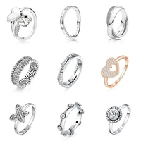 925 sterling silver ring heart diy anchor butterfly round crystal finger ring for women party jewelry