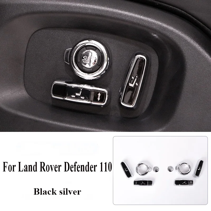 For Land Rover Defender 110 2020 Car styling ABS Black Seat Adjustment Button Cover Trim Stickers Car Interior Accessories 8pcs