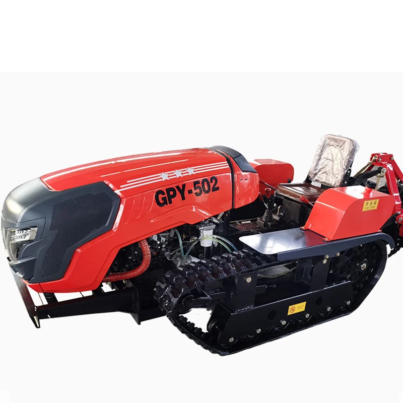 

Agricultural Diesel Engine 50 HP Small Four-Wheel Sitting Drive Crawler Tractor with Rotary Tiller