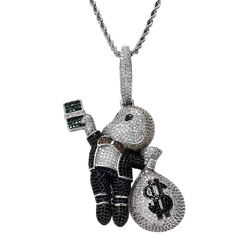 Iced Out сумка для денег кулон цепочка тенниса ожерелье золото серебро цвет