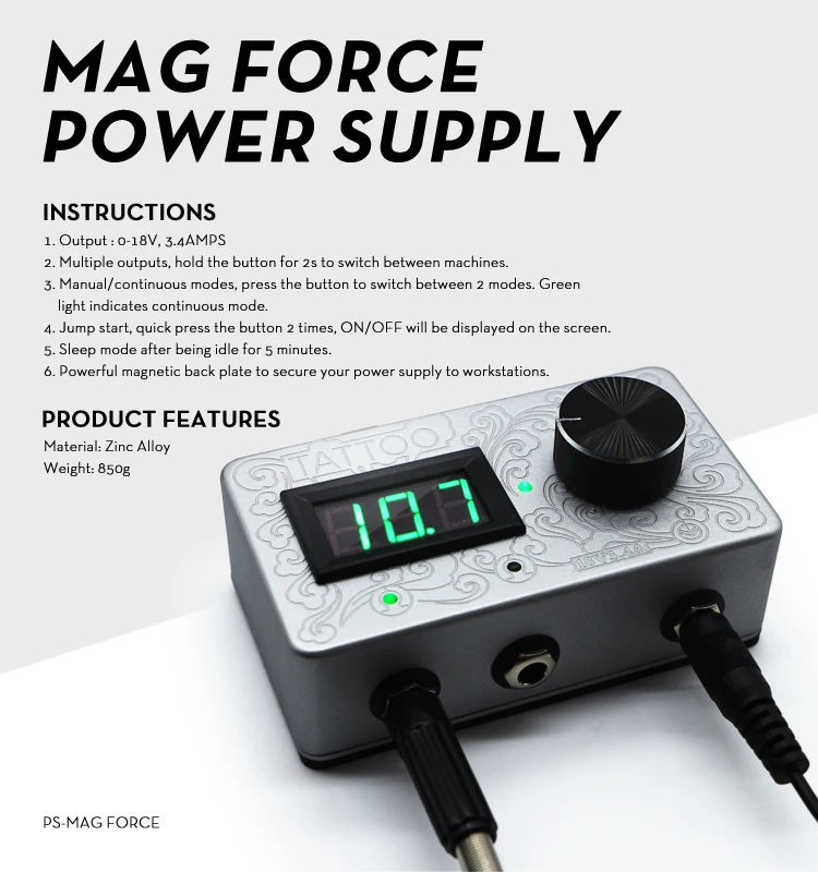 Гравировальный дизайн 3,4 Amp Mag Force цифровая Татуировка источник питания
