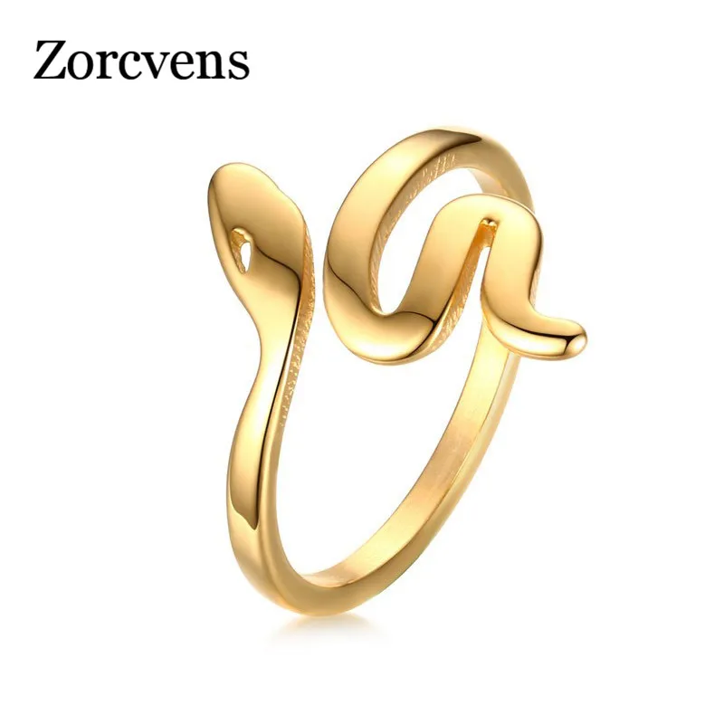 ZORCVENS модное в форме змеи кольцо из нержавеющей стали ювелирное изделие золотого