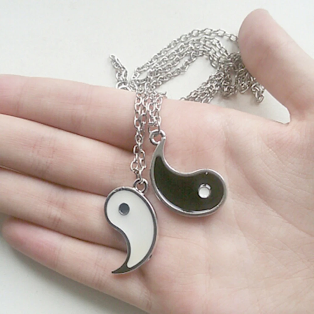 Парное ожерелье для женщин и мужчин рождественский подарок черная подвеска