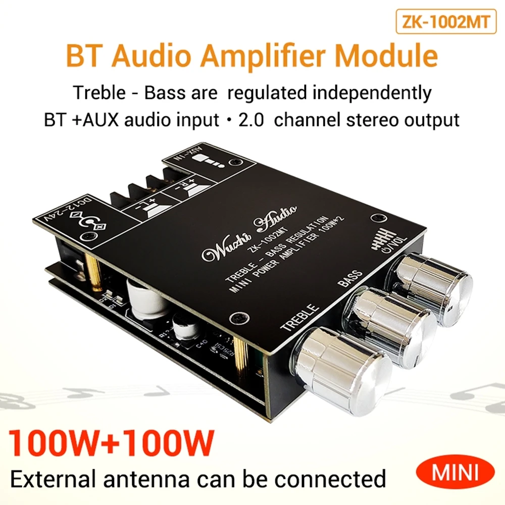 ZK-1002MT 2*100W 502MT 2*50W Bluetooth 5 0 усилитель сабвуфера плата высокой мощности аудио стерео