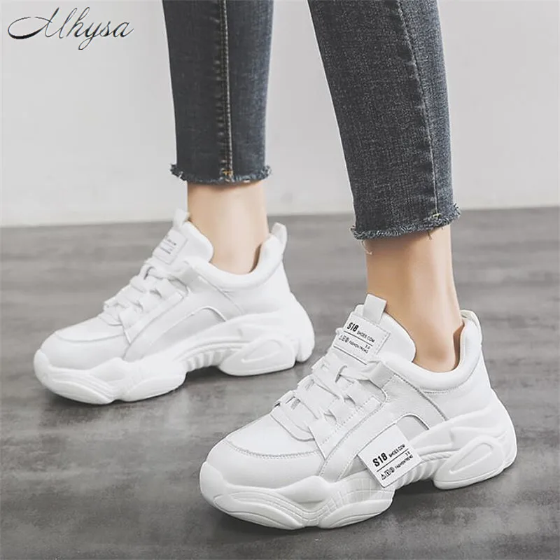 Женские кожаные кроссовки Mhysa Белые Повседневные из искусственной кожи на