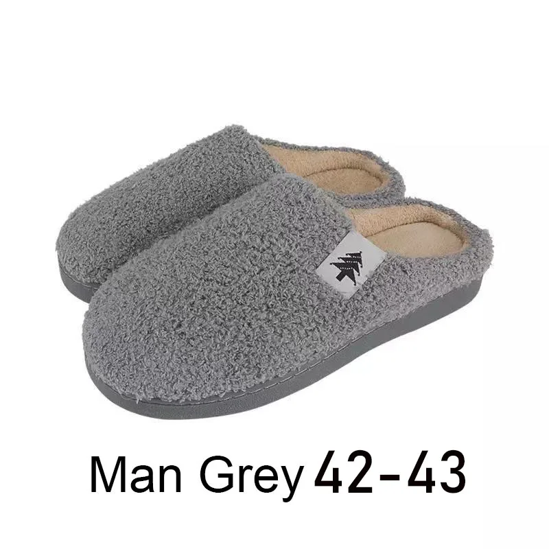 Gray Size 42-43 Xiao mi jia/домашние тапочки для мужчин и женщин; зимние теплые шлепанцы; нескользящие теплые домашние тапочки для спальни - Цвет: Gray Size 42-43