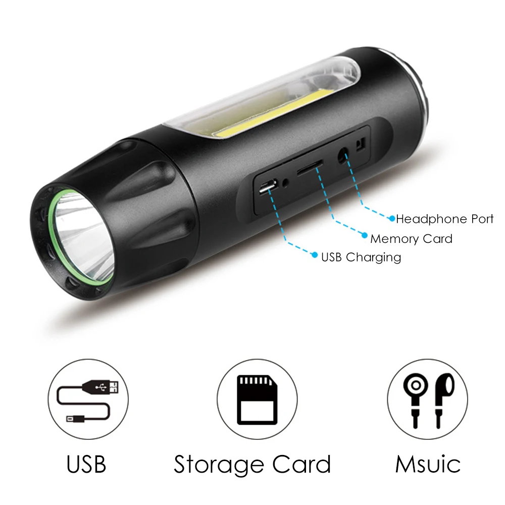 KINGSHAN Flashlight Work Light Rechargeable USB 3 Modes COB LED Car Maintenance Torch Speaker Rear With | Лампы и освещение