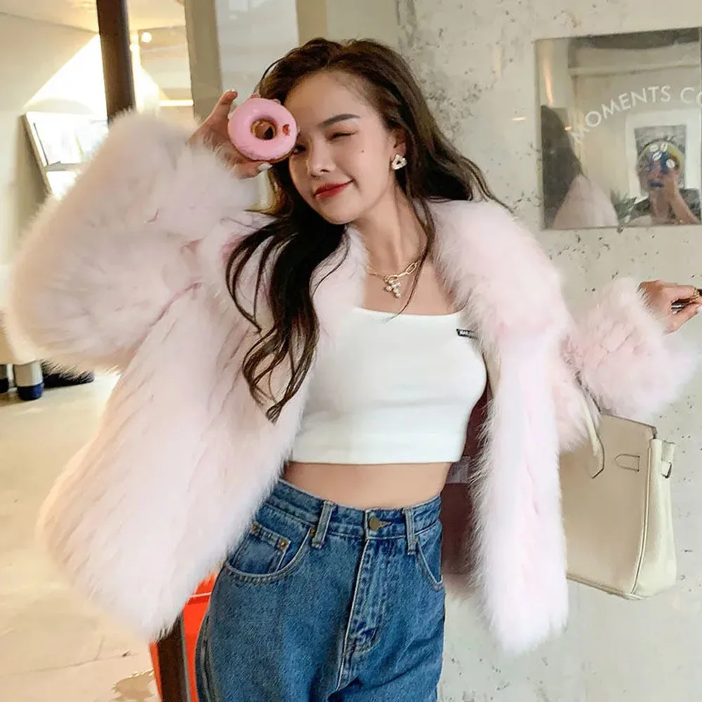 Женская короткая шуба из искусственного меха Элегантная лисьего Осень-зима |