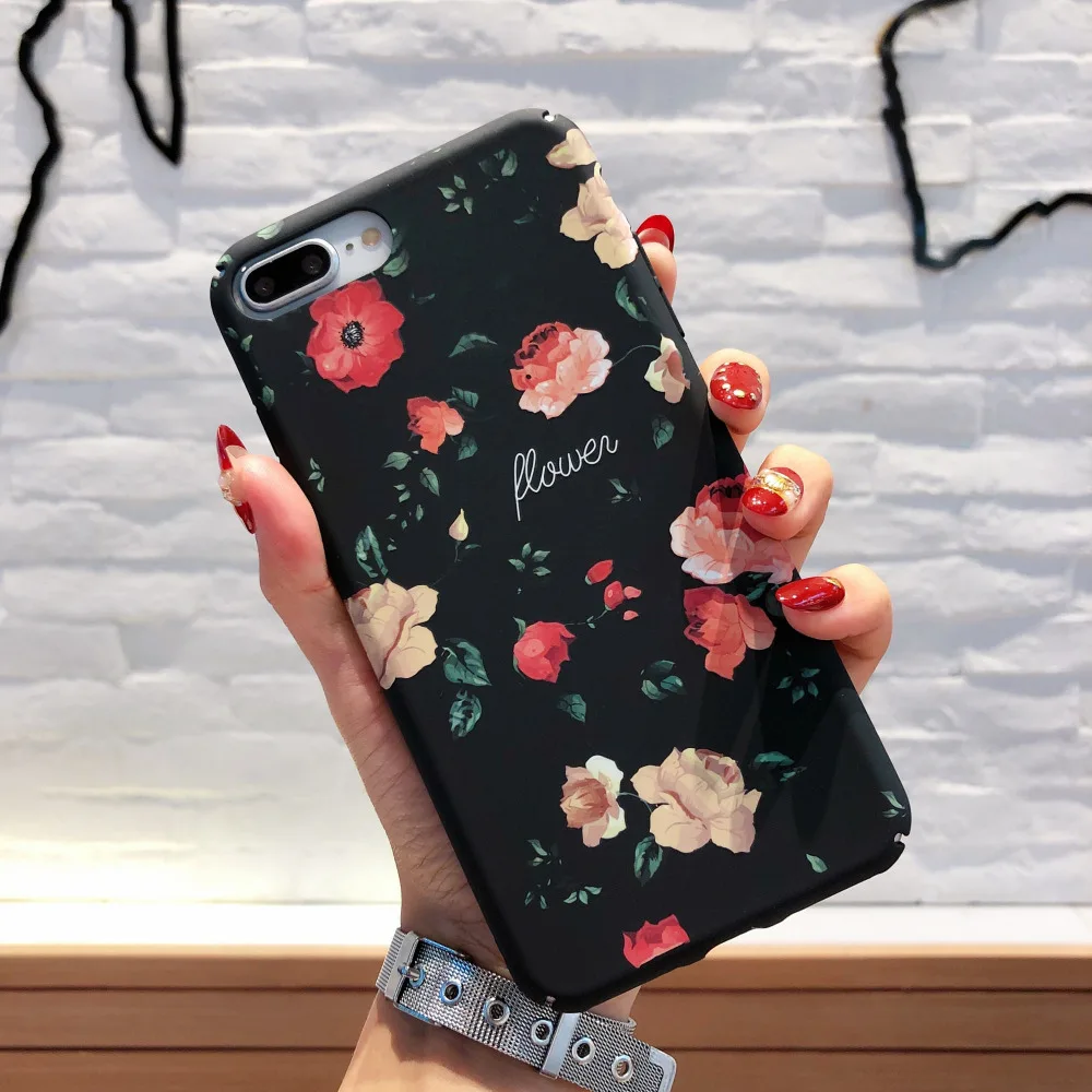 Защитный чехол с цветком для экрана 360 чехол для iPhone 7 Plus 8 6 S 6 5 5S SE Силиконовый противоударный Бампер Мягкий чехол для iPhone X Xr Xs Max
