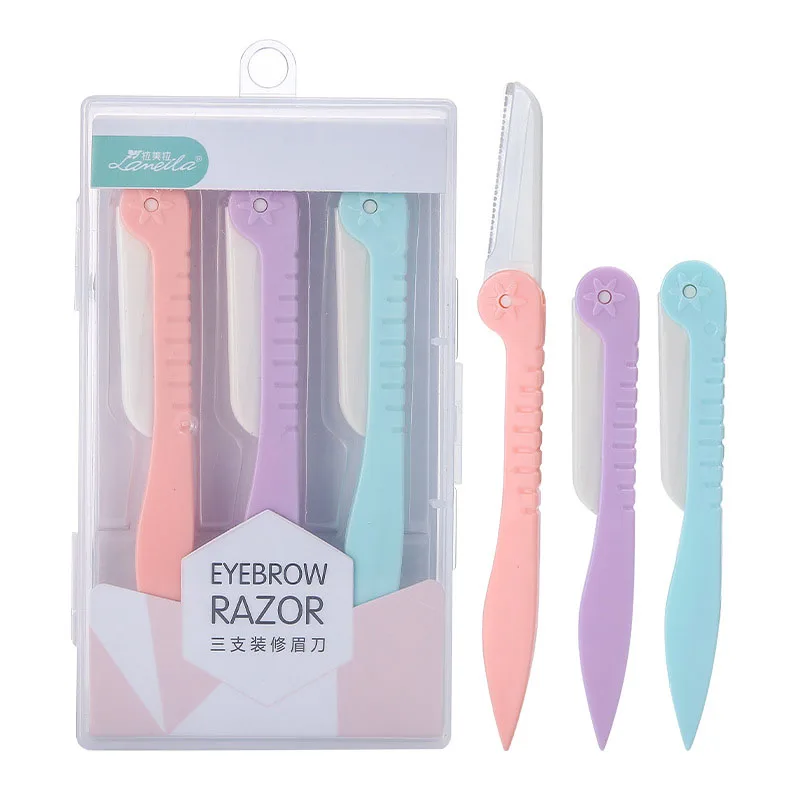 

3 Pcs Sets Of Professional Stainless Steel Scraper Folding Eyebrow Repair Knife Beauty Makeup Tools