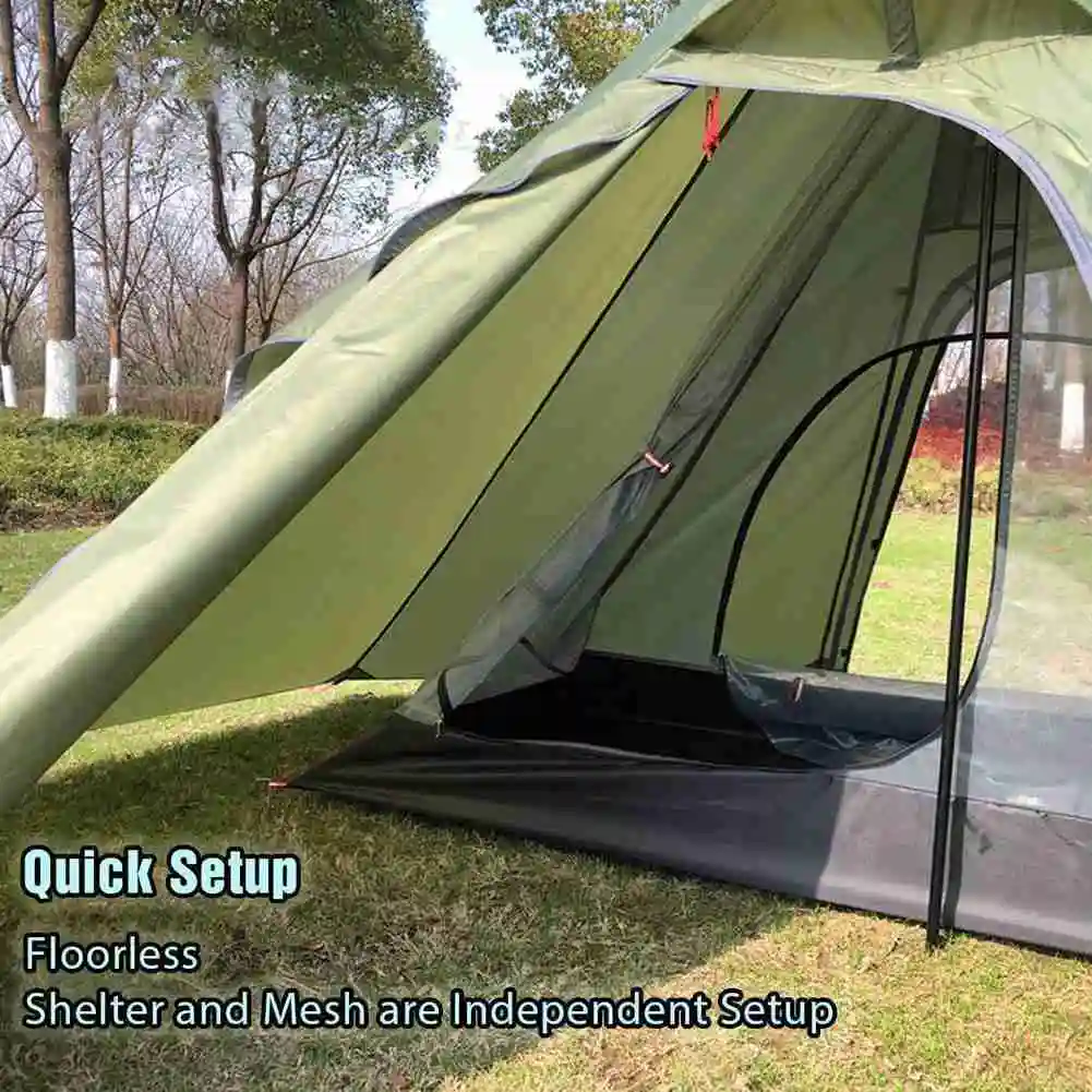 

3-4 Person Large Camping Pyramid Tent Sun Shade Shelter Teepee with Stovepipe Hole for Outdoor Backpacking Hiking Fishing Winter