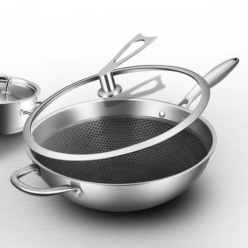 Кастрюля из нержавеющей стали с антипригарным покрытием без масляного дыма