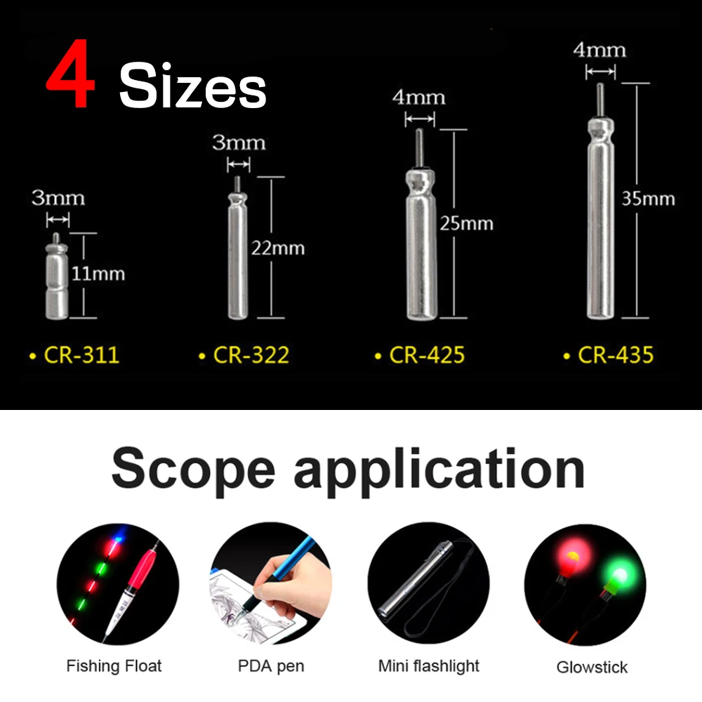 20pcs Electronic Fishing Float Battery CR425 CR322 CR435 CR311 for Glowing Night Fishing Floats