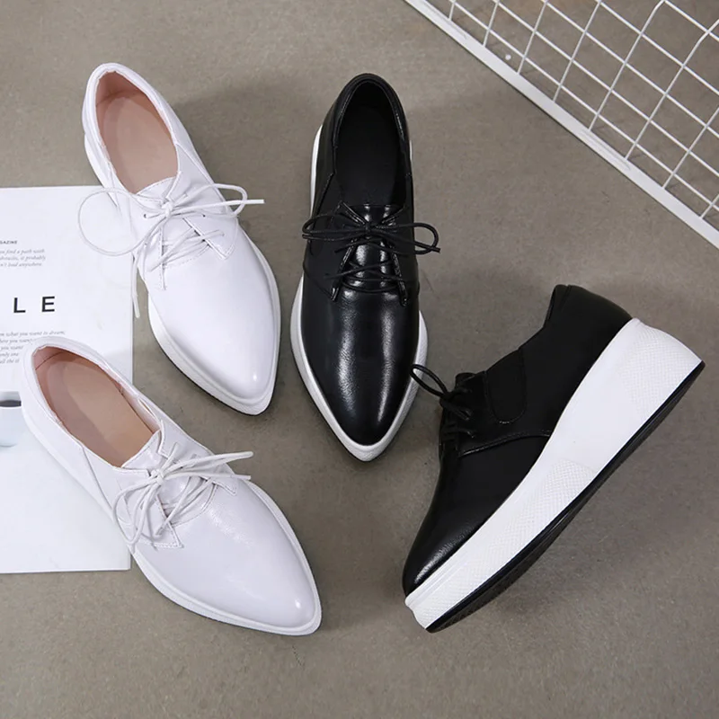 Новинка обувь из натуральной кожи женские кроссовки на плоской платформе