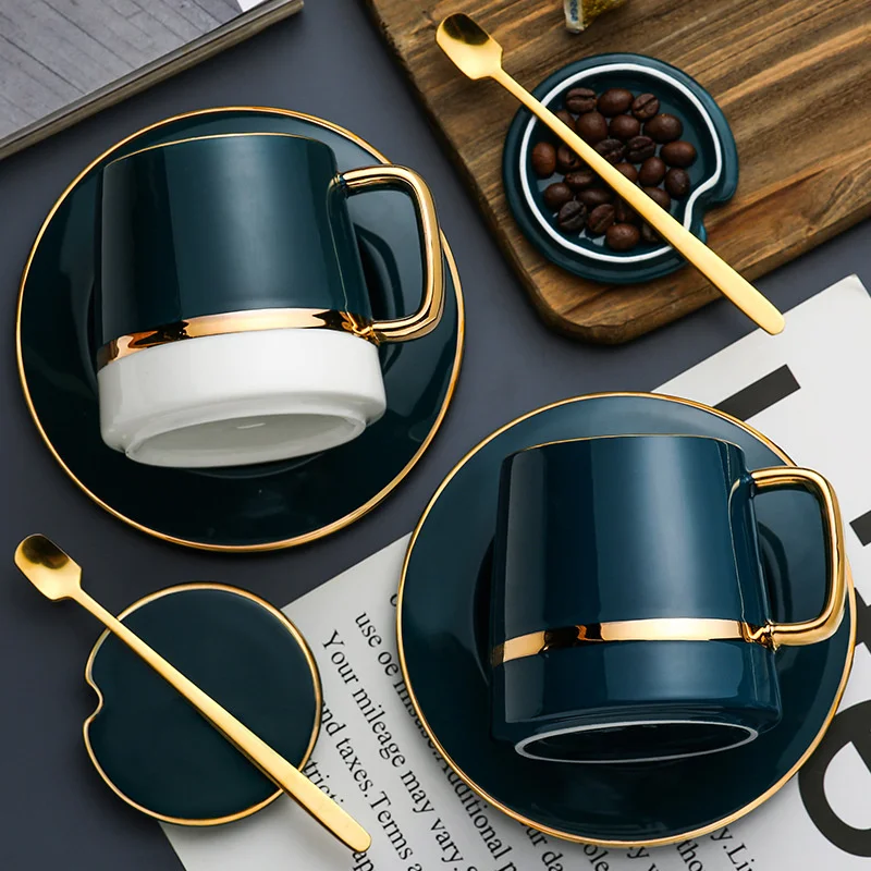 

Nordic ins Mug ceramic cup with spoon creative personality trend household large capacity couple coffee cup