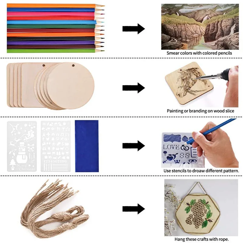 

141 pieces of pyrograph Carving Kit 60W adjustable thermostatic electric iron with color pen digital letter printing template