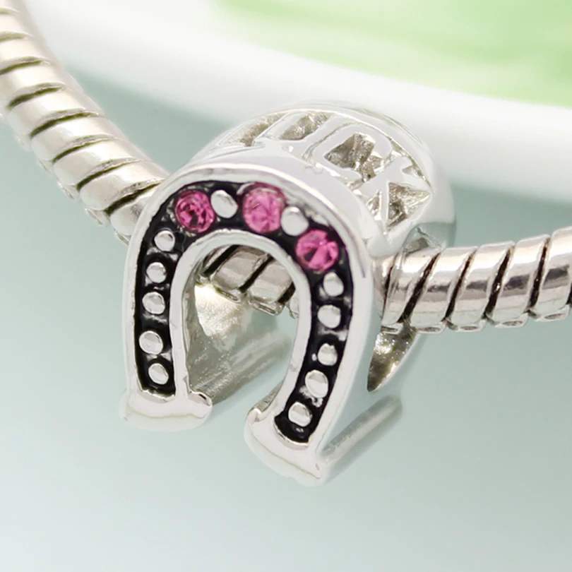 Новые бусины розовый кристалл удача седло очаровательные подходят для Pandora