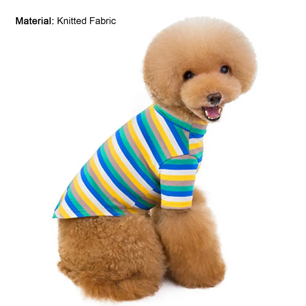 

55% Dropshipping!!Pet Shirt Round Neck Close-fitting Knitted Fabric Dog Striped Sweater for Indoor