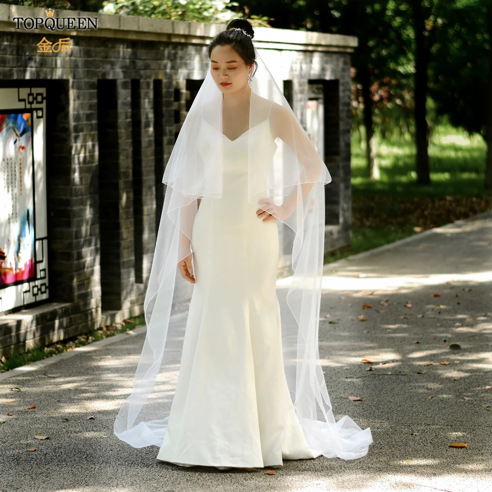 TOPQUEEN V17 реальные фотографии Часовня свадебная вуаль Белый цвет слоновой кости