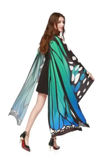 

Women Scarf Beach Pashmina Butterfly Wing Cape Shawl Wrap Gifts Novelty Print Scarves Gradient Color Poncho Pashminas